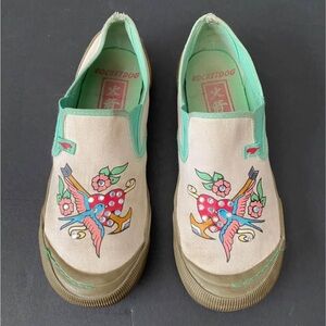 Rocket Dog Slip-On Canvas Women Sneakers with Bird Tattoo Graphic
